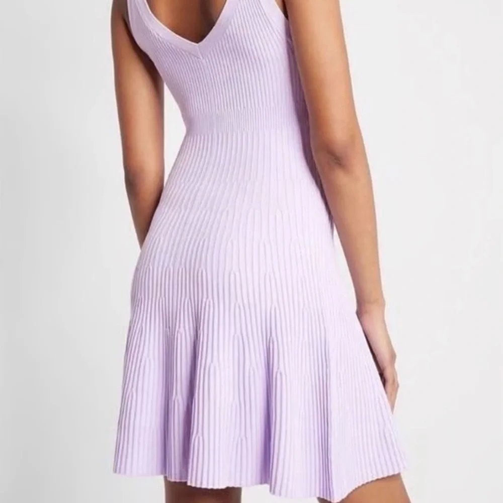 Express Lavender V-Neck Ribbed Knit Mini Dress - Picture 3 of 4